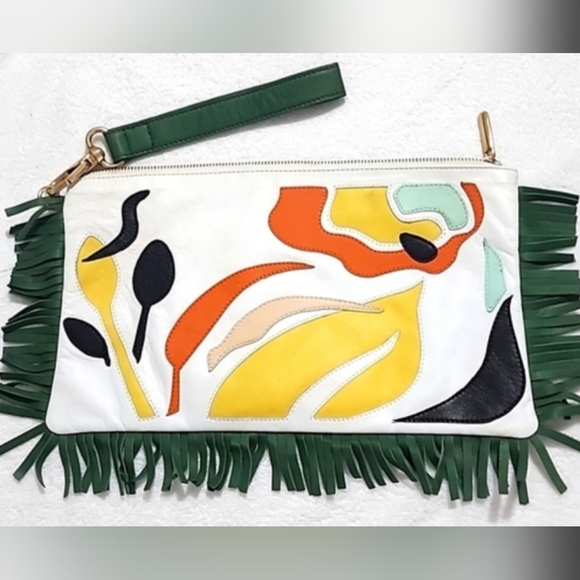 River Island Handbags - River Island Women's Leather Abstract Clutch Handbag.